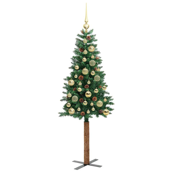 Árbol de Navidad Delgado con 150 LED con soporte Verde 150 cm M 4