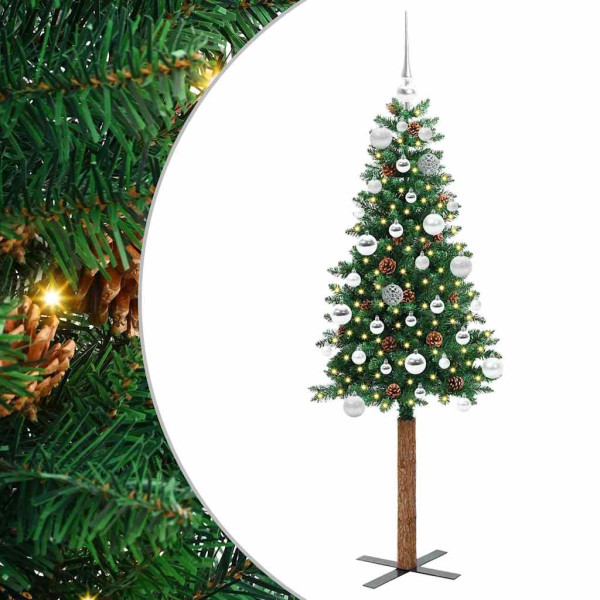Árbol de Navidad Delgado con 150 LED con soporte Verde 150 cm M 2