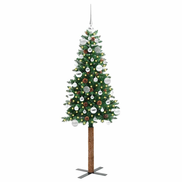 Árbol de Navidad Delgado con 150 LED con soporte Verde 150 cm M 3