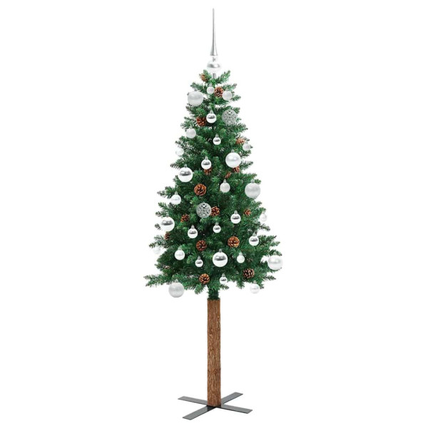 Árbol de Navidad Delgado con 150 LED con soporte Verde 150 cm M 4