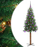Árbol de Navidad Delgado con 150 LED con soporte Verde 150 cm 2