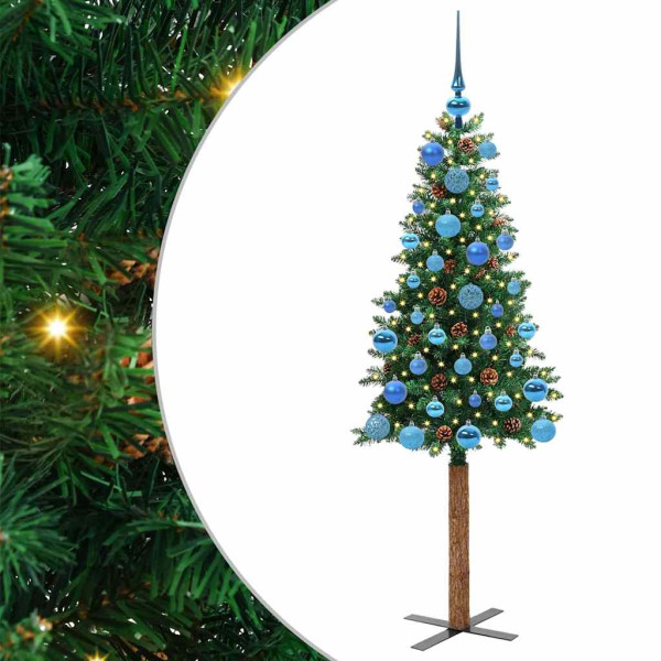 Árbol de Navidad Delgado con 150 LED con soporte Verde 150 cm M 2