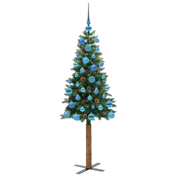 Árbol de Navidad Delgado con 150 LED con soporte Verde 150 cm M 4