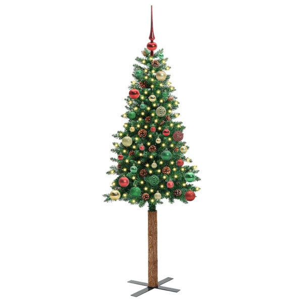 Árbol de Navidad Delgado con 150 LED con soporte Verde 150 cm M 3