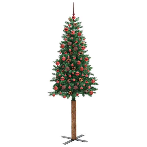 Árbol de Navidad Delgado con 300 LED con soporte Verde 180 cm M 3