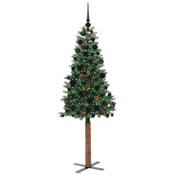 Árbol de Navidad Delgado con 300 LED con soporte Verde 180 cm M 3