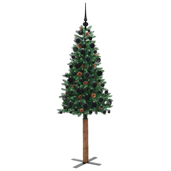 Árbol de Navidad Delgado con 300 LED con soporte Verde 180 cm M 4