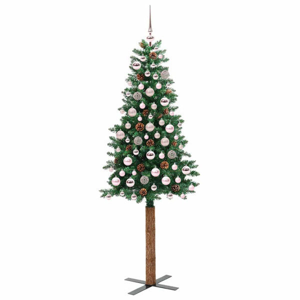 Árbol de Navidad Delgado con 300 LED con soporte Verde 180 cm M 3