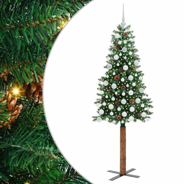Árbol de Navidad Delgado con 300 LED con soporte Verde 180 cm M 2