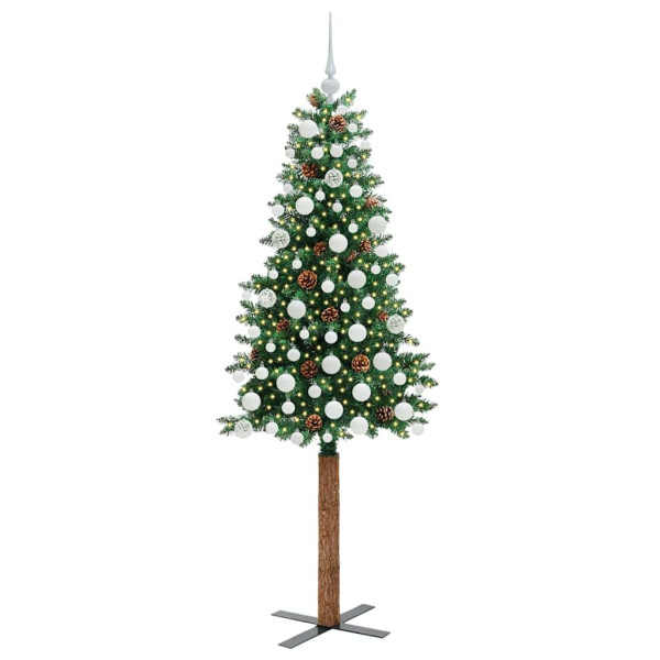 Árbol de Navidad Delgado con 300 LED con soporte Verde 180 cm M 3