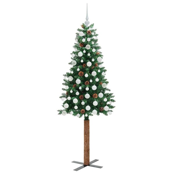 Árbol de Navidad Delgado con 300 LED con soporte Verde 180 cm M 4