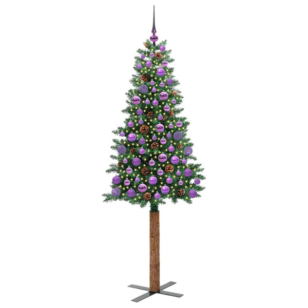 Árbol de Navidad Delgado con 300 LED con soporte Verde 180 cm M 3