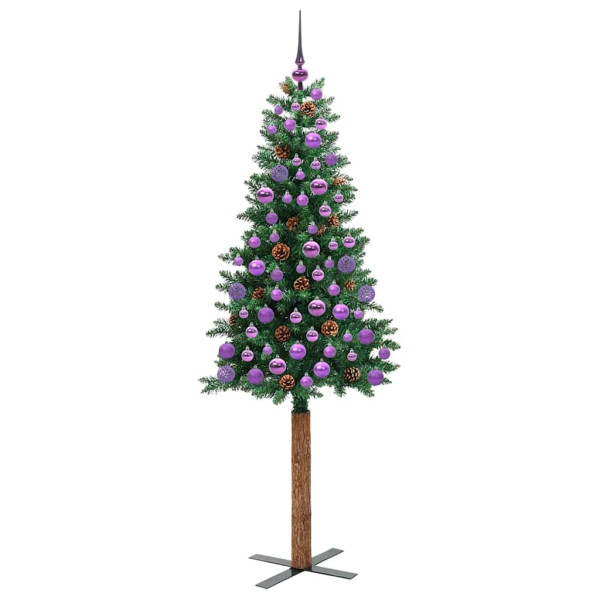 Árbol de Navidad Delgado con 300 LED con soporte Verde 180 cm M 4