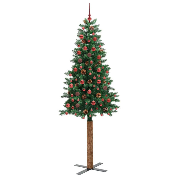 Árbol de Navidad Delgado con 300 LED con soporte Verde 210 cm M 3