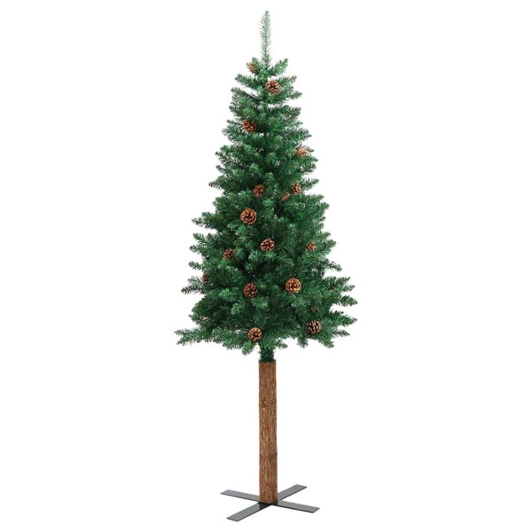 Árbol de Navidad Delgado con 300 LED con soporte Verde 210 cm M 4
