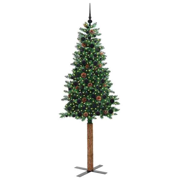 Árbol de Navidad Delgado con 300 LED con soporte Verde 210 cm M 3