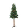 Árbol de Navidad Delgado con 300 LED con soporte Verde 210 cm 3