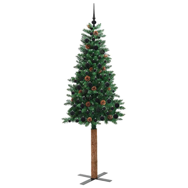 Árbol de Navidad Delgado con 300 LED con soporte Verde 210 cm M 4