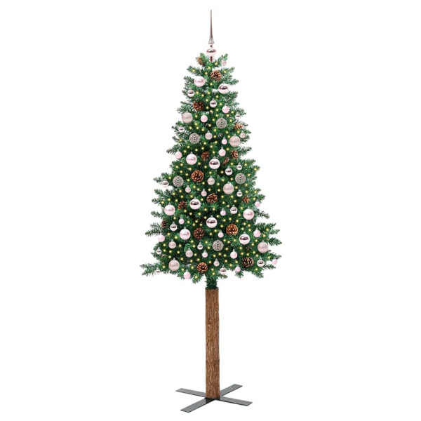 Árbol de Navidad Delgado con 300 LED con soporte Verde 210 cm M 3