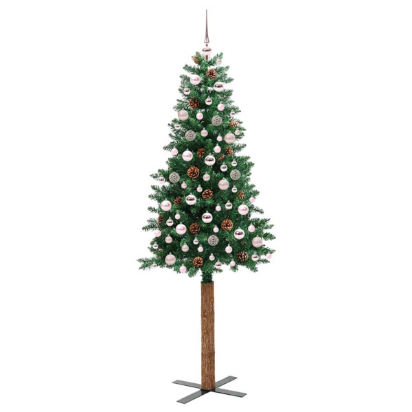 Árbol de Navidad Delgado con 300 LED con soporte Verde 210 cm M 4