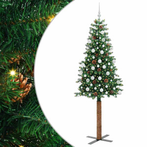 Árbol de Navidad Delgado con 300 LED con soporte Verde 210 cm H