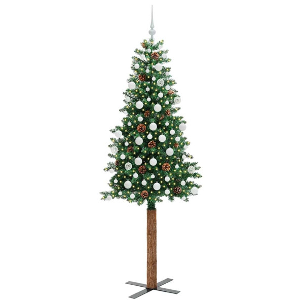 Árbol de Navidad Delgado con 300 LED con soporte Verde 210 cm M 3