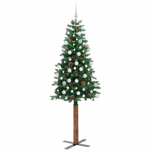 Árbol de Navidad Delgado con 300 LED con soporte Verde 210 cm M 4