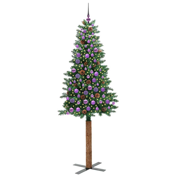 Árbol de Navidad Delgado con 300 LED con soporte Verde 210 cm M 3