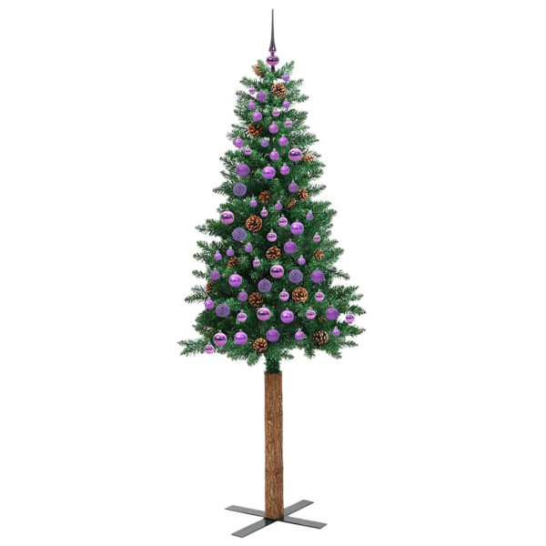 Árbol de Navidad Delgado con 300 LED con soporte Verde 210 cm M 4