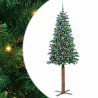 Árbol de Navidad Delgado con 300 LED con soporte Verde 210 cm 2