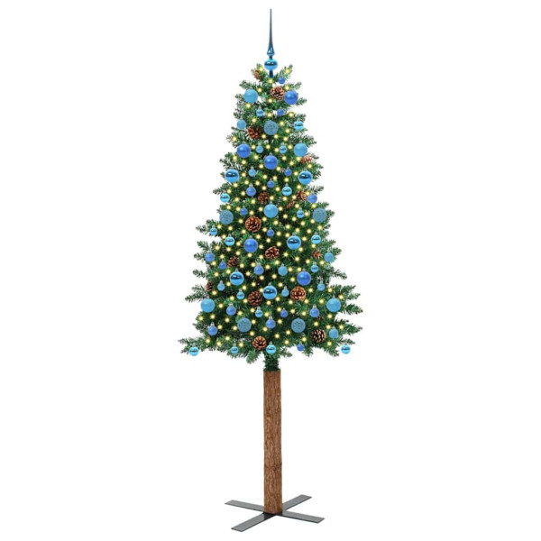 Árbol de Navidad Delgado con 300 LED con soporte Verde 210 cm M 3