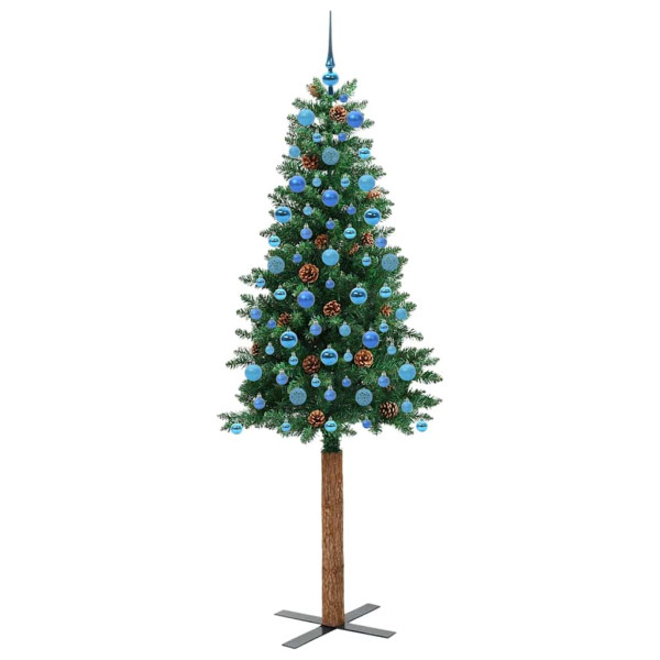 Árbol de Navidad Delgado con 300 LED con soporte Verde 210 cm M 4
