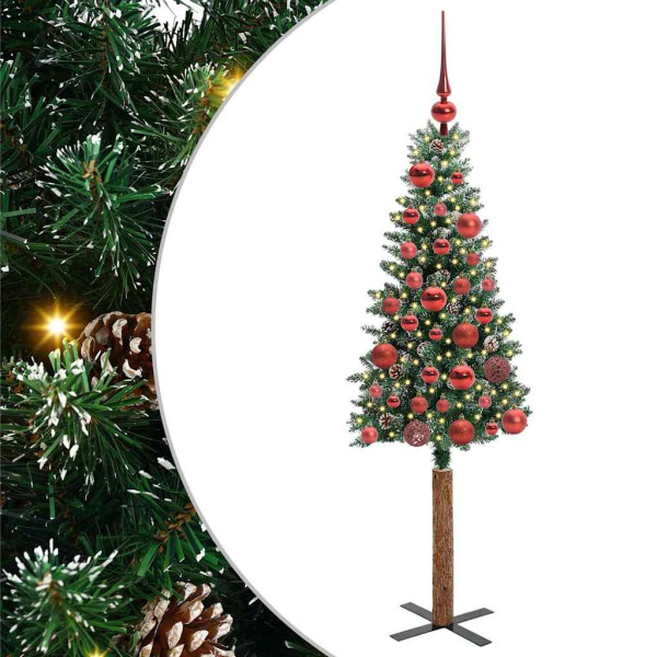 Árbol de Navidad Delgado con 150 LED con soporte Verde y 150 cm M 2