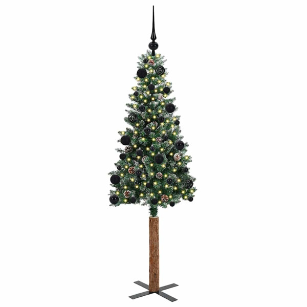 Árbol de Navidad Delgado con 150 LED con soporte Verde y 150 cm M 3