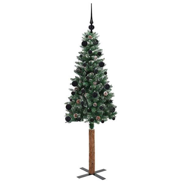 Árbol de Navidad Delgado con 150 LED con soporte Verde y 150 cm M 4