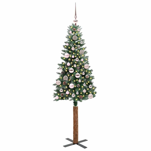 Árbol de Navidad Delgado con 150 LED con soporte Verde y 150 cm M 2