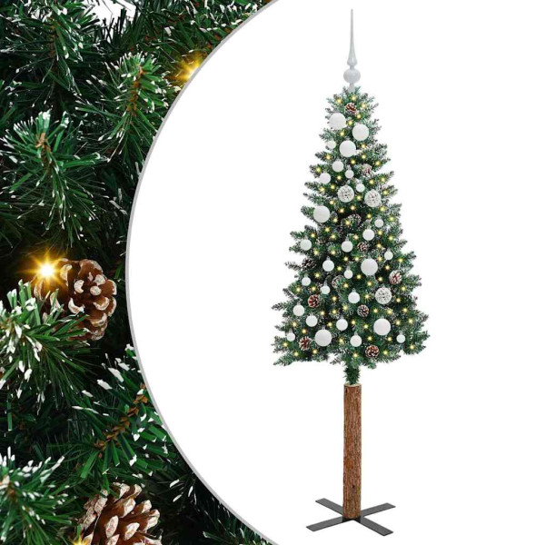 Árbol de Navidad Delgado con 150 LED con soporte Verde y 150 cm M 2