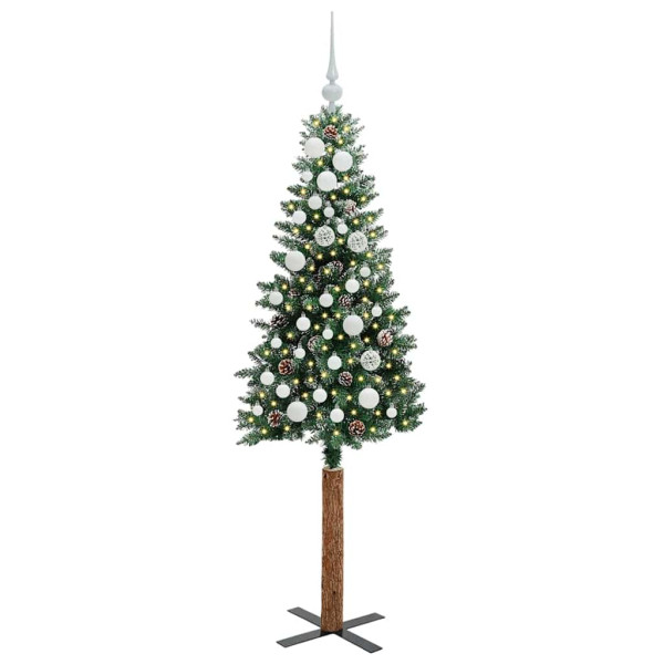 Árbol de Navidad Delgado con 150 LED con soporte Verde y 150 cm M 3
