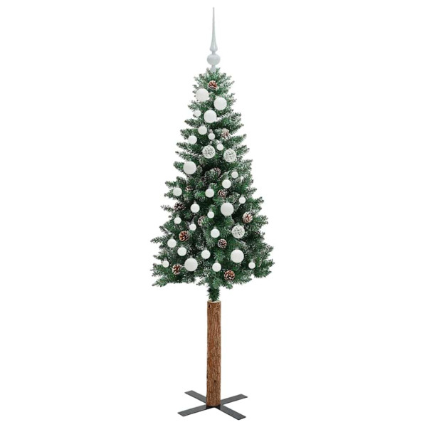 Árbol de Navidad Delgado con 150 LED con soporte Verde y 150 cm M 4