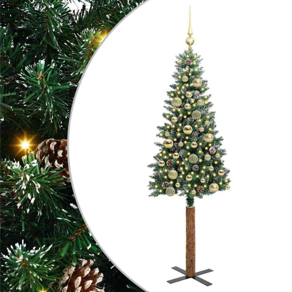 Árbol de Navidad Delgado con 150 LED con soporte Verde y 150 cm M 2