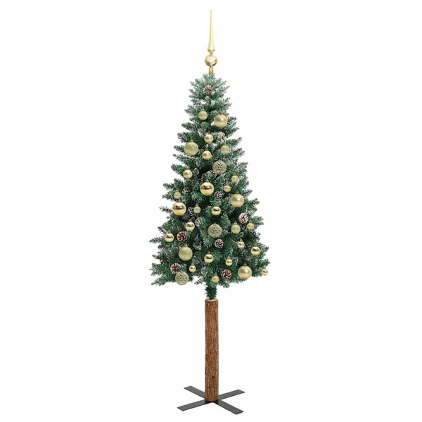 Árbol de Navidad Delgado con 150 LED con soporte Verde y 150 cm M 4