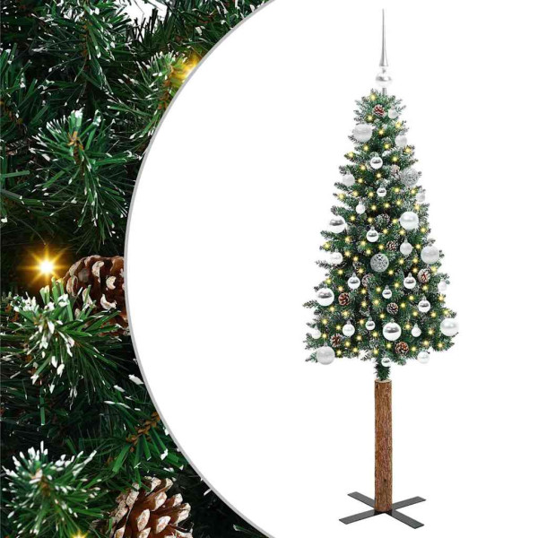 Árbol de Navidad Delgado con 150 LED con soporte Verde y 150 cm M 2