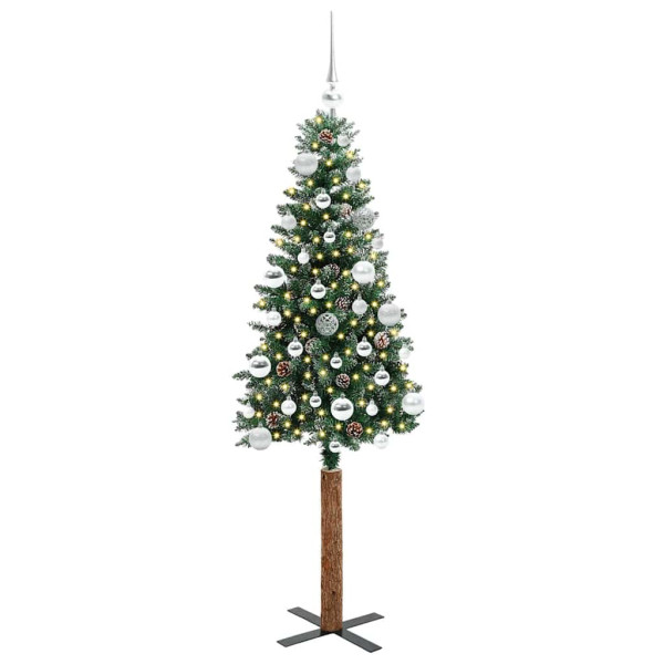Árbol de Navidad Delgado con 150 LED con soporte Verde y 150 cm M 3
