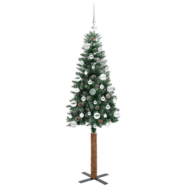 Árbol de Navidad Delgado con 150 LED con soporte Verde y 150 cm M 4