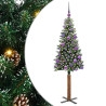 Árbol de Navidad Delgado con 150 LED con soporte Verde y 150 cm 2