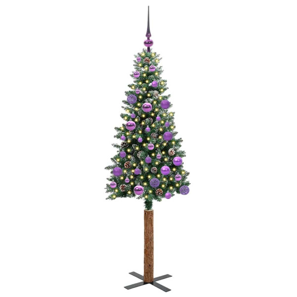 Árbol de Navidad Delgado con 150 LED con soporte Verde y 150 cm M 3