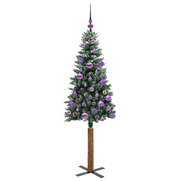 Árbol de Navidad Delgado con 150 LED con soporte Verde y 150 cm M 4