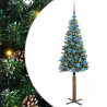 Árbol de Navidad Delgado con 150 LED con soporte Verde y 150 cm 2