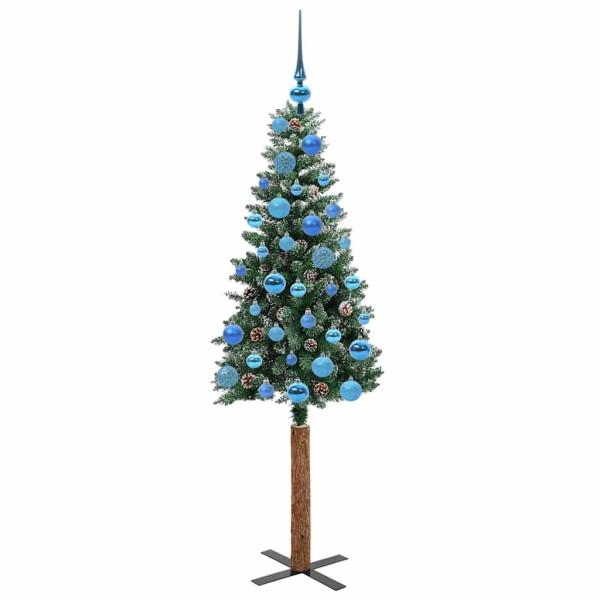 Árbol de Navidad Delgado con 150 LED con soporte Verde y 150 cm M 4