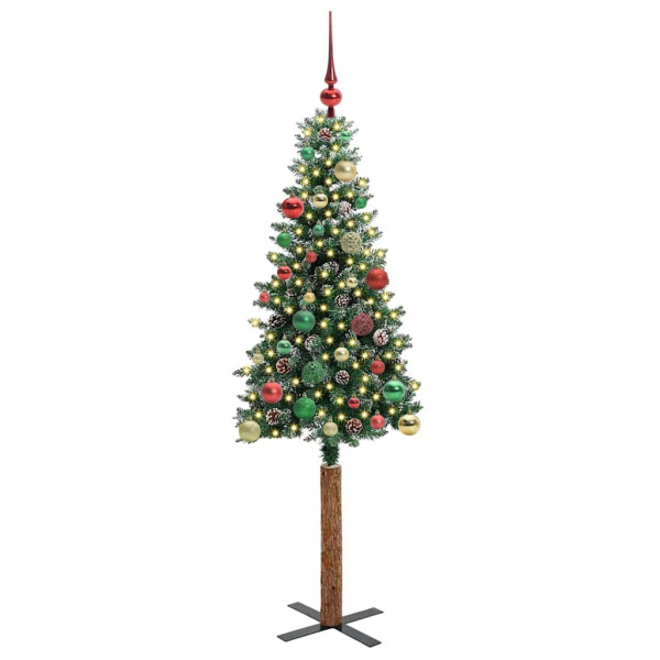 Árbol de Navidad Delgado con 150 LED con soporte Verde y 150 cm M 3